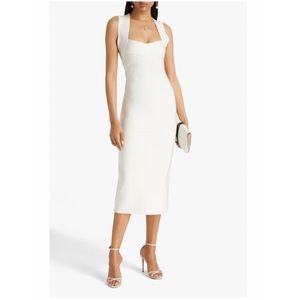 Herve Leger white midi dress